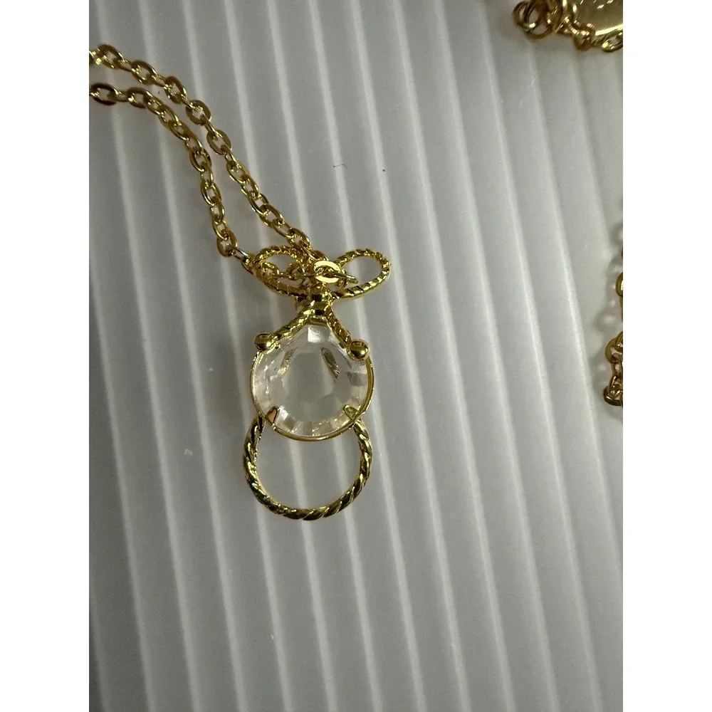 Park Lane Pendant Necklace CHILD Gold Excellent Vintage Crystal Bow Detail